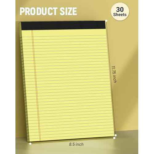24 Pack Legal Pads 8.5 x 11 College Ruled Writing Pads, 720 Sheets Legal Note Pads 8.5 x 11 Narrow Ruled Lined Paper Pads, Perforated Notepads Notebook Yellow Paper Tablets 30 Sheets Per Notepad