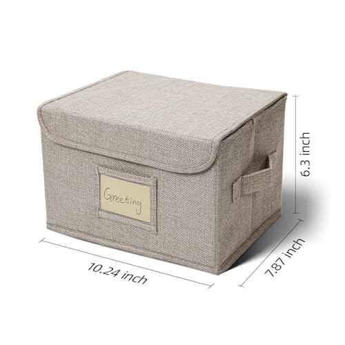 Vienrose Greeting Card Organizer Storage Box with 20 Removable Dividers, 84 Self-stick Labels, Perfect for Photos, Envelopes, Scrapbooking, Paper, Stickers Holder 2 Pack Beige