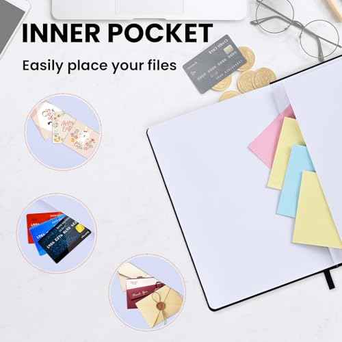 SUIN Lined Journal Notebook, Leather Hardcover Journal for Work, School, Travel, 100 GSM Paper, 160 Pages, 5.5x8.3 Inch, College Ruled, Black, 1-Pack