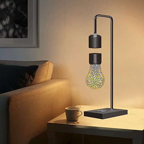 Floating Lamp Levitating Bulb with Wireless Phone Charger Magnetic Floating Bulb 3D Night Light Levitation Table Lamps for Bedroom Decoration Desk Toys Christmas Gifts Decor