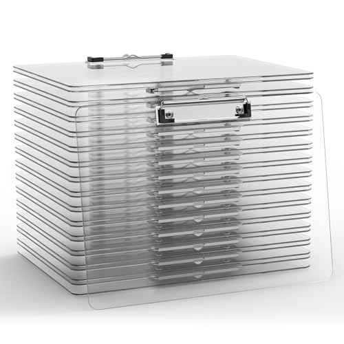 Horizontal Plastic Clipboards, Acrylic Clear Clip Board 8.5x11 for Classroom, Students, Kid, Size 9 x 12.5 in, Landscape Layout, Office & School Supply(Pack of 30)