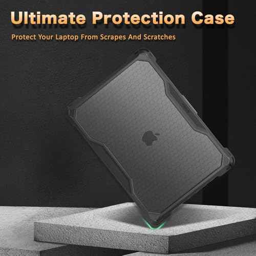 MOSISO Compatible with MacBook Air 13 inch Case 2025 2024 20223 2022 M4 A3240 M3 A3113 M2 A2681,Ruggedized Honeycomb Heavy Duty TPU Bumper Hard Shell&Keyboard Skin for MacBook Air 13.6 inch Case,Black