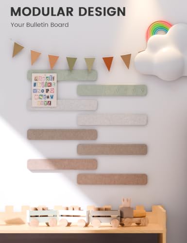 Fluxynara Boho 8 Pack Cork Wall Boards 13x2 Inches Felt Bulletin Panels