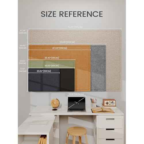 Fluxnara Bulletin Board,35.4" x 23.6" Cork Board Alternative with 12 Safe Removable Adhesive Tabs, Foldable Felt Pin Board for Home Office, Classroom, Bedroom,Entryway for Walls? Oatmeal