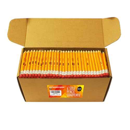 S & E TEACHER'S EDITION 610Pcs Wood Pencils Half Pencils with Eraser Top, Golf, Classroom, Pew Wood-cased #2 HB, Hexagon, 610/Box.