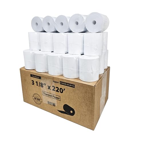 (30 Coreless Rolls - 60 GSM Heavy Thermal) 3 1/8 x 220 Thermal Paper Receipt Rolls fits all Clover POS Cash Register Printers for TSP500 TSP600 TSP 700 TSP2000 CT S300 from BuyRegisterRolls