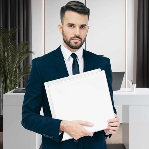 GNL 1 Inch Binders 3 Ring Bulk, 1" Three Ring Clear View Binder (Fit 8.5"x11" Paper) PVC-Free & Non-Stick for Office & School Supplies, White, 12 Pack