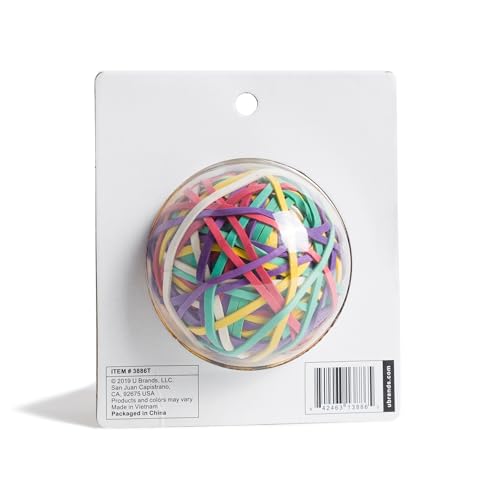 U Brands Assorted Rubber Bands Ball, 175 Count — Latex Free