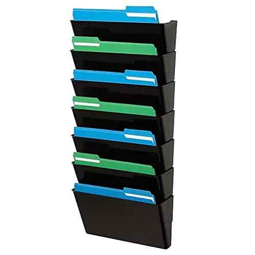 Hanging Wall File Organizer, Wall Mounted File Holder, Letter Size, 7 Pocket, Expandable, Black