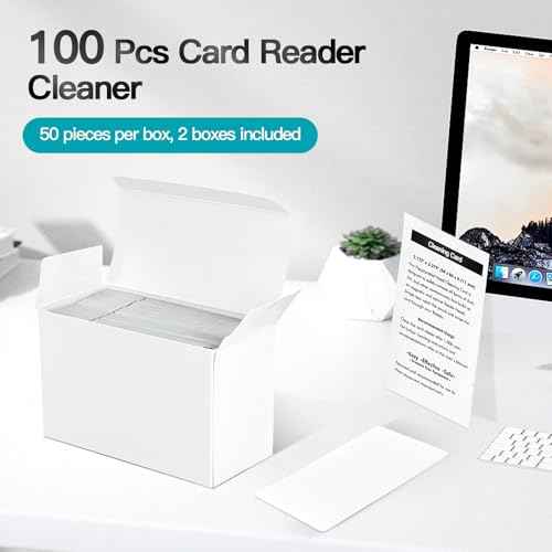 100 PCS Credit Card Reader Cleaning Cards - CR80 Dual Side Cleaning Sheets for POS Terminals, Printers, and Optical Card Readers