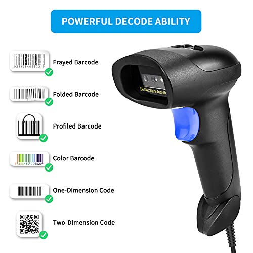 NetumScan Wired USB QR & Barcode Scanner with Adjustable Stand - 1D & 2D Image Bar Code Reader for Store, Supermarket, Warehouse