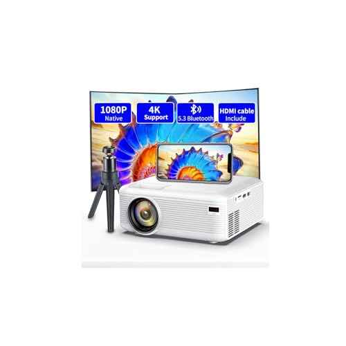 Mini Projector with Bluetooth, Connect phone projector , 1080P projector 4k, portableoutdoor/home movie projector, compatible with Android/iOS/PS5/TV sticklaptop/USB/HDMI/USB