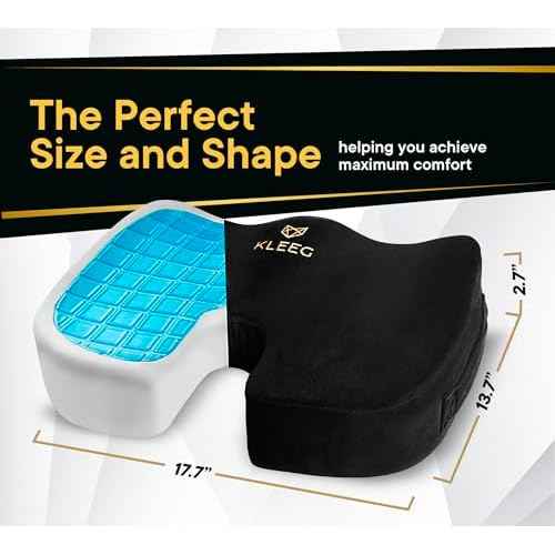 Seat Cushion for Office Chair, Car Seat Cushions, Memory Foam, Gel Seat Cushion for Long Sitting, Sciatica Pain Relief Pillow, Tailbone Pain Relief Cushion, Butt Pillow for Tailbone