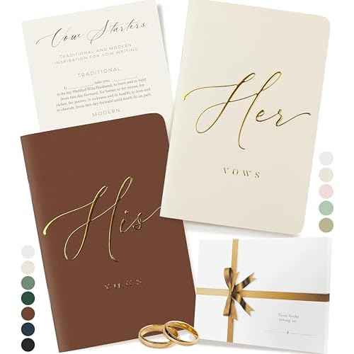 ARTESORI Wedding Vow Books His & Hers - Wedding Registry Gifts Ideas for Bride & Groom, Vow Books for Wedding - Soft-Touch, Gold-Foiled, 28 Lined Pages Vow Book for Her & Him [Ivory & Terracotta]