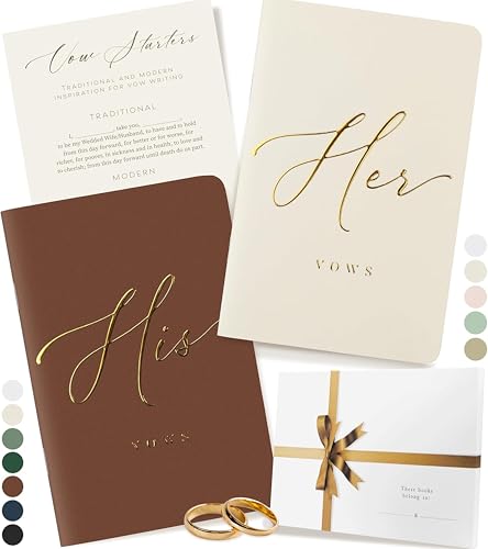 Artesori Wedding Vow Books for Him & Her Ivory & Terracotta - Soft-Touch, Gold Foil, 28 Lined Pages