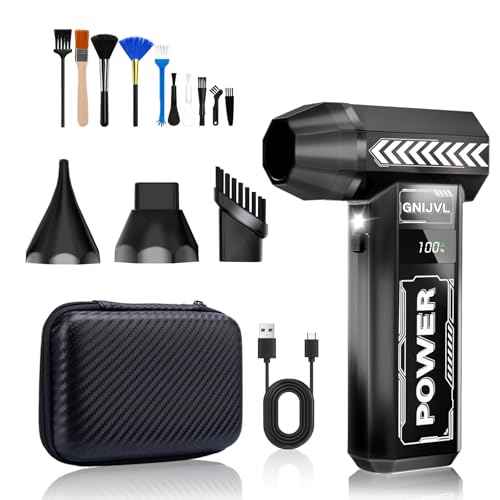Electric Air Duster, 200000RPM 4-Gear Adjustable Compressed Air Duster with Light, Rechargeable Brushless Motor Durable Blower for Keyboard, Computer, Car, Home Cleaning
