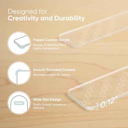 60 Pieces Acrylic Bookmark Blanks- 3mm Thicken Clear Acrylic Bookmarks with 60 Pcs Ribbon for Reading Lovers DIY Crafts Presents, Graduation Back to School Presents