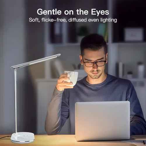 LED Desk Lamp for Home Office 15W 500LM Metal Touch Control Desk Light 3 Color Modes 5 Brightness Level Eye Caring Task Lamp for Reading Sewing Crafts School Supplies Puzzle Light White