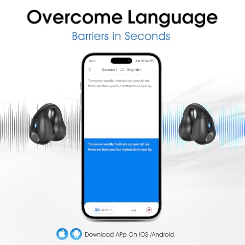 AI Language Translator Earbuds, OWS Real-Time 3-in-1 Translation Earbuds 144 Languages & Accents, Translation Device for Travel Business Learning, Black