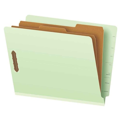 Pendaflex Pressboard End-Tab Classification Folders, Legal Size, 2 Dividers, 2.5" Expansion, Light Green, 10/BX (23324)