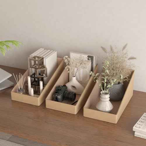EXYGLO Cardboard Storage Bins 35 Pack, 12x6x4.5 Inch Cardboard Boxes, Corrugated Organizer Bins for Pantry, Shelves, Garage, Office, Shop, Brown