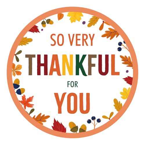 Happy Thanksgiving Stickers - 2 Inch 60PCS Fall Thank You Stickers So Very Thankful for You Sticker Fall Sticker for Adults Envelope Seals Cards Thanksgiving Party Favor Supplies (Maple Leaf)