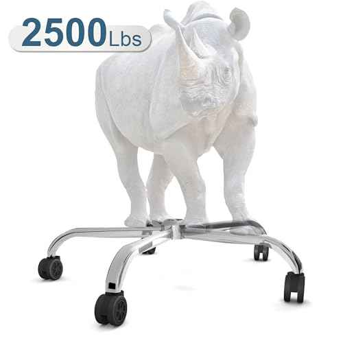 Frassie 28 Inch Office Chair Metal Base Replacement Heavy Duty 2500 Lbs Desk Computer Chair Base Part with 5 Casters