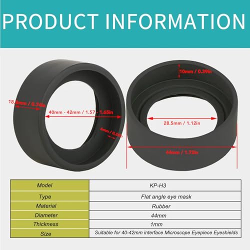 44mm Rubber Eyepiece Eyeshields for Microscope Replacement Set - Flat Angle Design