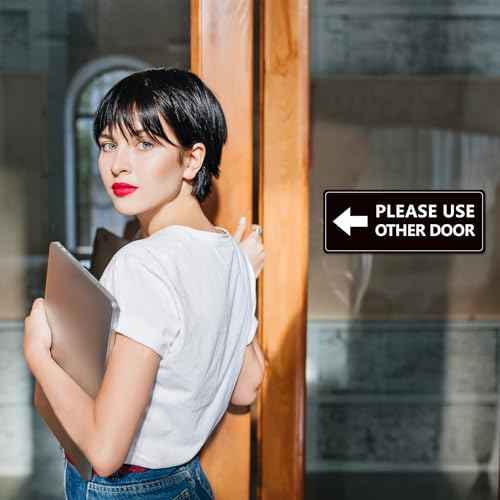 2Pack Use Other Door Sign£¬Self-Adhesive Weatherproof Vinyl Please Use Other Door Sticker, Left Right Arrow Entrance Sticker Sign for Home,Office, Business, School, Store, Restaurant