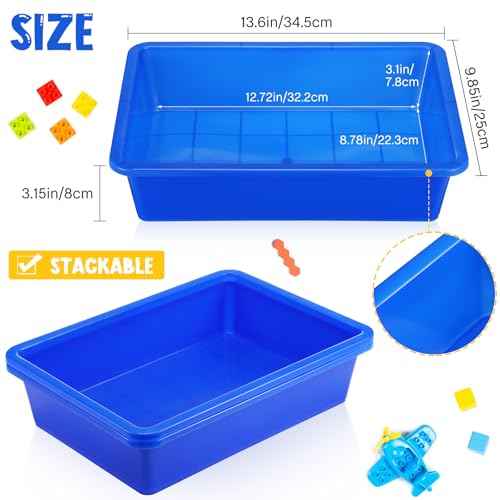 Hoteam 18 Pcs Flat Storage Organizer Bins Letter Size Paper Tray Classroom Storage Plastic Art Trays Classroom Pencil Organizer Baskets for School Office Teacher Book Organization(Blue)