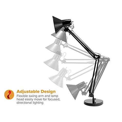 Bostitch Office VLF100D Swing Arm Desk Lamp, Metal, 36" Reach with Multi-Joint Adjustment, Includes Replaceable LED Bulb (VLF), Black