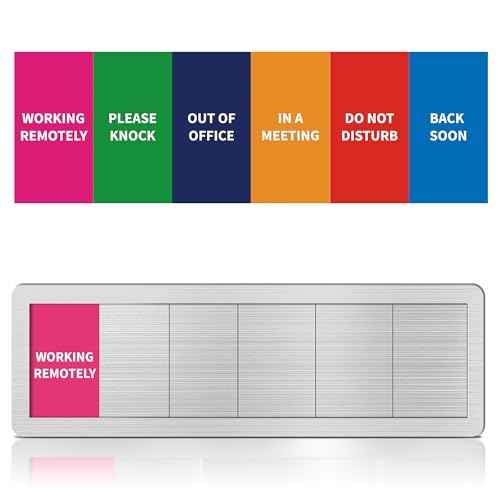 Office Door Signs 6 Options Do Not Disturb, Please Knock, In A Meeting, Out Of Office, Working Remotely Back Soon Privacy Door Slider Sign For Meeting & Conference Room Brushed Silver