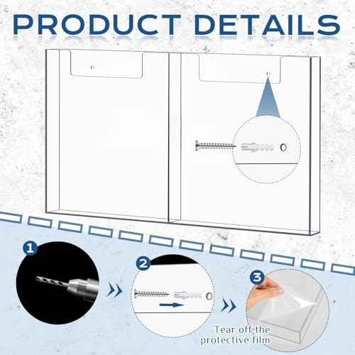 Sherr 2 Packs Acrylic Brochure Holder Wall Mount 2 Pocket Fits 8.5 x 11 and 4 Pocket Fits 4 x 9 Brochure Magazine Holder Clear Trifold Flyer Rack Paper Display Literature Storage for Home, Offices