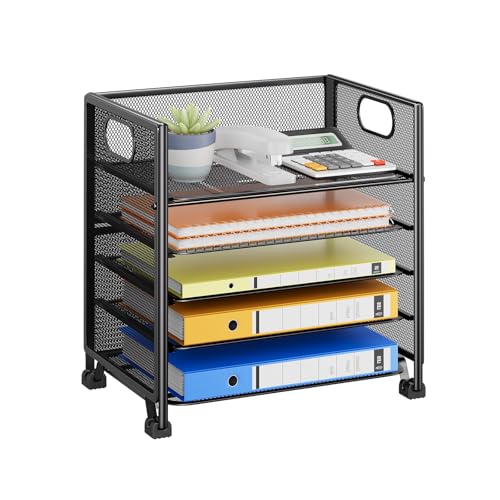 Black 5-Tier Paper Tray Organizer for Desk, 13x9x13 Inches - Office File Storage