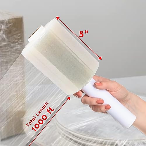 Yens Mini Hand Stretch Wrap, 2 Pack, 5" x 1000 Ft, 80 Gauge 2000 ft