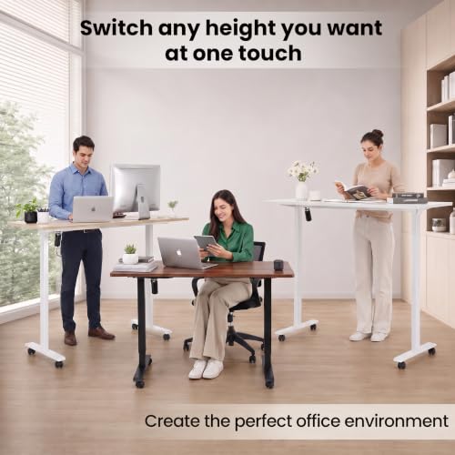 Farexon 48x24 Inch Electric Standing Desk - Adjustable Height Oak Grey with Wheels