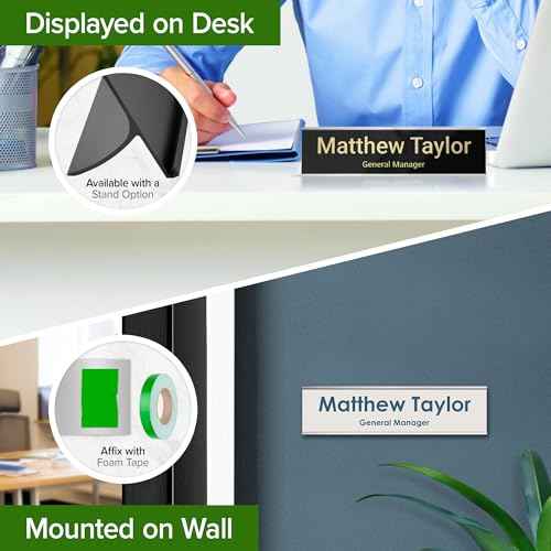 My Sign Center Custom Desk/Wall Name Plate - Personalized, Laser Engraved, 2" x 8", 18 Color Options, Made in USA