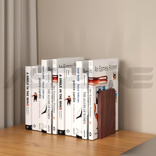 Square Black Walnut Wooden Book Ends 1Pair Heavy Duty Non-Slip Shelf Support