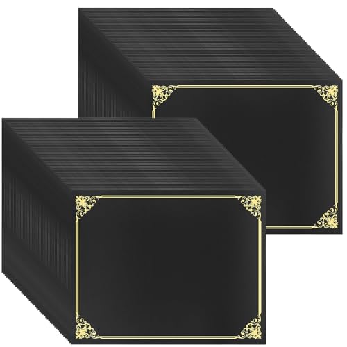 Oleitodh 50 Pack Black Certificate Holders 8.5x11 Diploma Covers | Foldable 250gsm