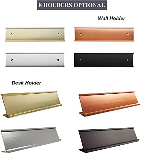 Skiennix Custom Engraved Name Plate - Personalized Office Nameplate with Wall or Desk Holder | 2" x 8" Aluminum