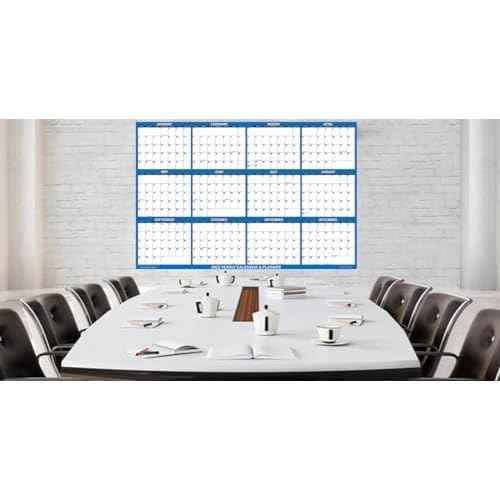 48" x 72" SwiftGlimpse 2026 Wall Calendar Erasable HUGE Jumbo Wet & Dry Erase Laminated 12 Month Annual Yearly Wall Planner, Horizontal, Navy