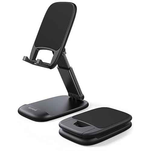 Lamicall Cell Phone Stand for Desk - [Height Adjustable] Foldable Mobile Phone Holder, Portable Stand for iPhone 17 16 15 14 13 12 11 Pro Max Plus Air, Galaxy S25 S24, Telephone, Office Accessories