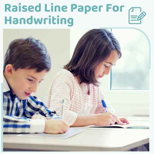 Yeaqee 200 Sheets Raised Lines Paper for Handwriting Portrait Handwriting Kindergarten Writing Paper for Kids Teachers Sensory with Line, 11.02 x 7.87 Inches White