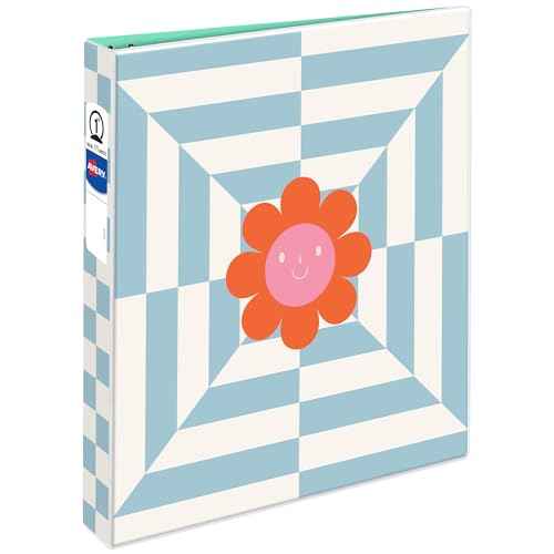 Avery 3 Ring Binder, 1 Inch Round Rings, Retro Collection, Flower Power (26802)