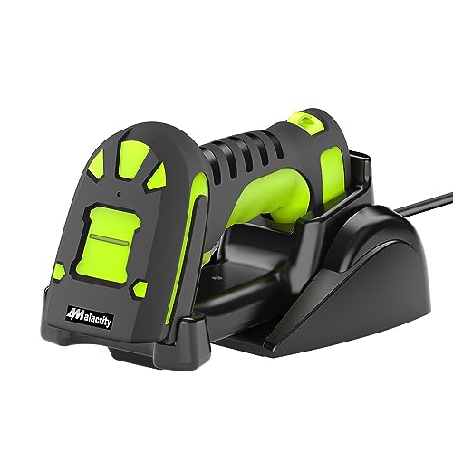 Alacrity Chartreuse Wireless Barcode Scanner with Stand, 1968ft Range, 2-in-1 Bluetooth & 433MHz