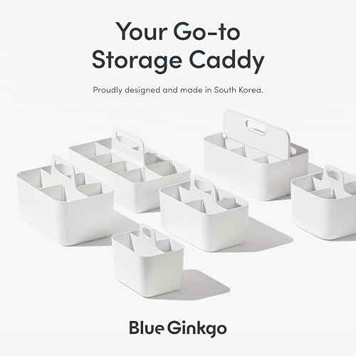 BLUE GINKGO Stackable Organizer Caddy ? Korean-Made Portable Tote for Bathroom, Office, Crafts, or School Supplies (Rectangle, Green)