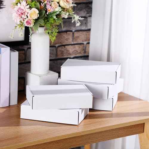 Qilery 60 Pcs Shipping Boxes Corrugated Cardboard White Mailer Boxes Packaging Present Gift for Mailing Shipping Small Business (9 x 6 x 2 Inches)