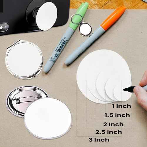 Muka 100Pcs 2 Inch Round Sublimation Blank Aluminum Sheets, Aluminum Board Heat Transfer for Breastpin, Scalable Badge Holder, Photo Tray, Collapsible Phone Holders