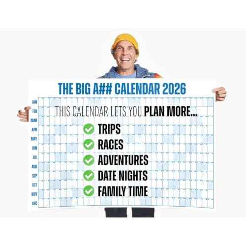 The Big A## Calendar Full-Year Wall Calendar ? 2026 Dry-Erase ? Includes 1 Marker & 100 Labels ? Lightweight, Easy to Hang Yearly Calendar ? Year at a Glance ? Plan Big Goals & Adventures ? Blue