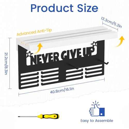Medal Hanger Display Trophy Shelf Organizer, Wall Mount Race Award Holder, Storage Rack Stand for Sports Fans, Cheer Success, Easy to Install